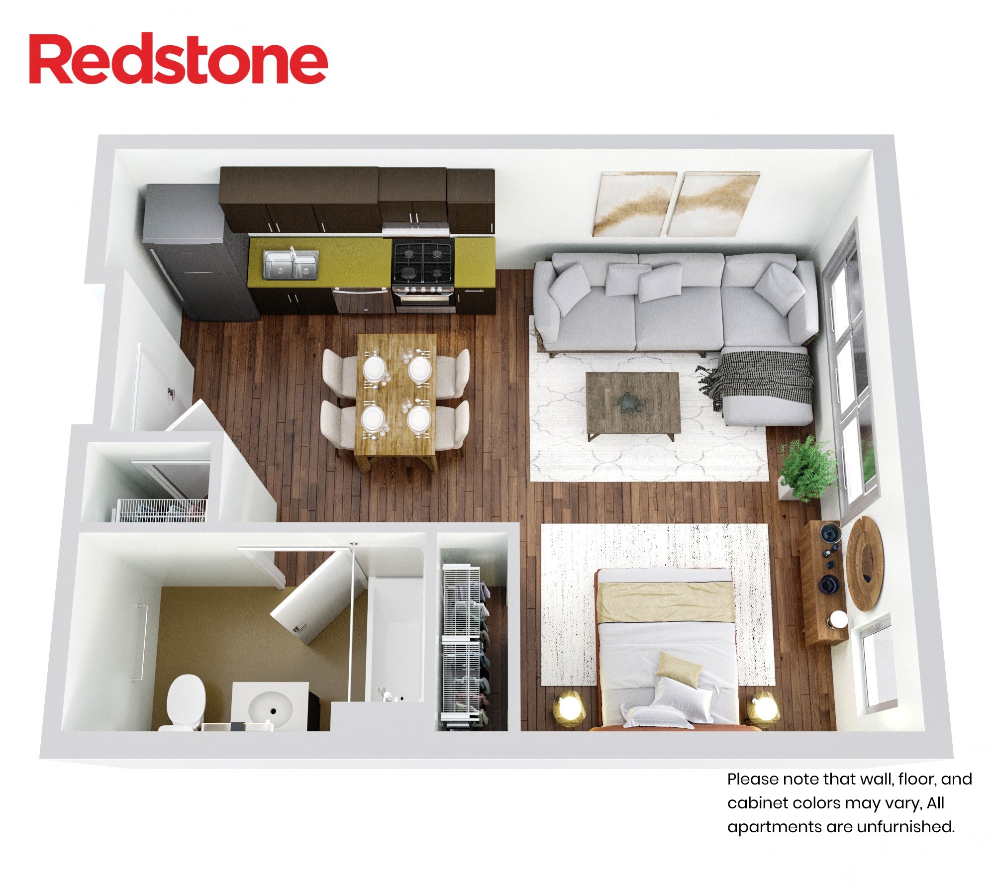 Floor plan for studio, 1 bath